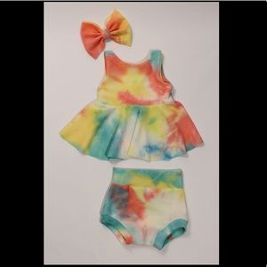 Peplum top with matching bummies and bow!